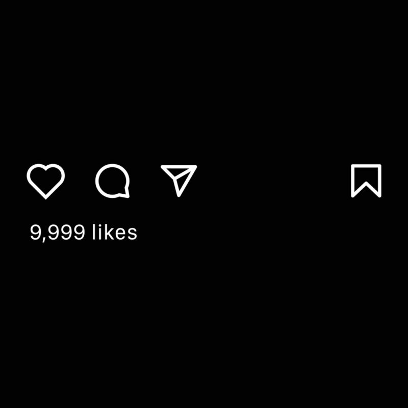 Instagram icons: like, comments, dms, save