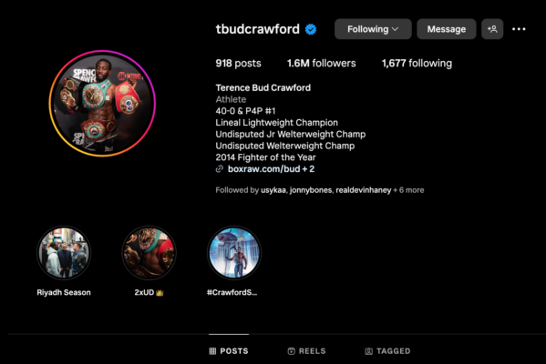 Tbudcrawford instagram bio