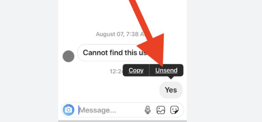 Unsending message on Instagram