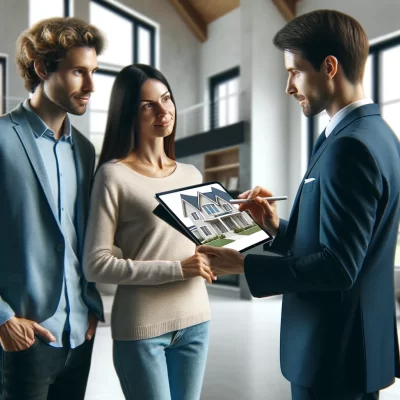 real estate agent showing a house