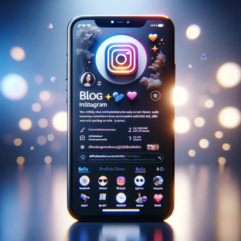 A Smartphone with instagram bio