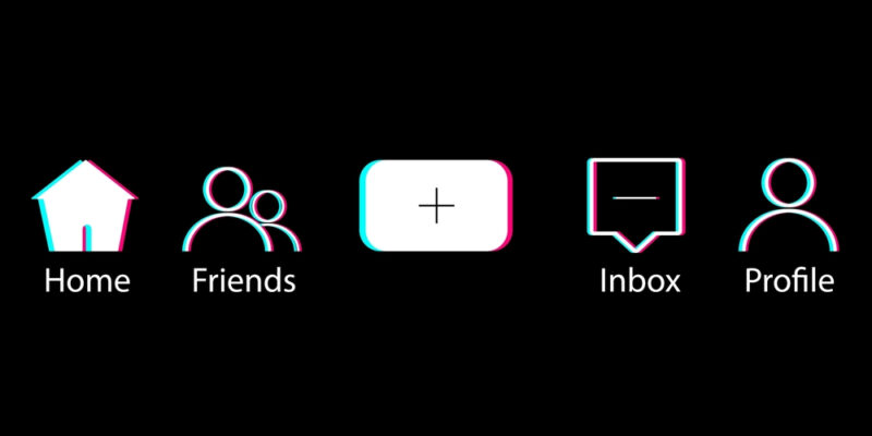 tiktok icons : home, friends, inbox, profile