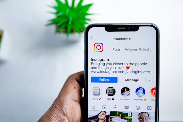 smartphone on the instagram profile